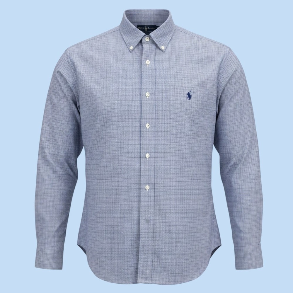 Vintage 1980s Ralph Lauren Button Down Graph Check Shirt Men L 16.5 Yarmouth